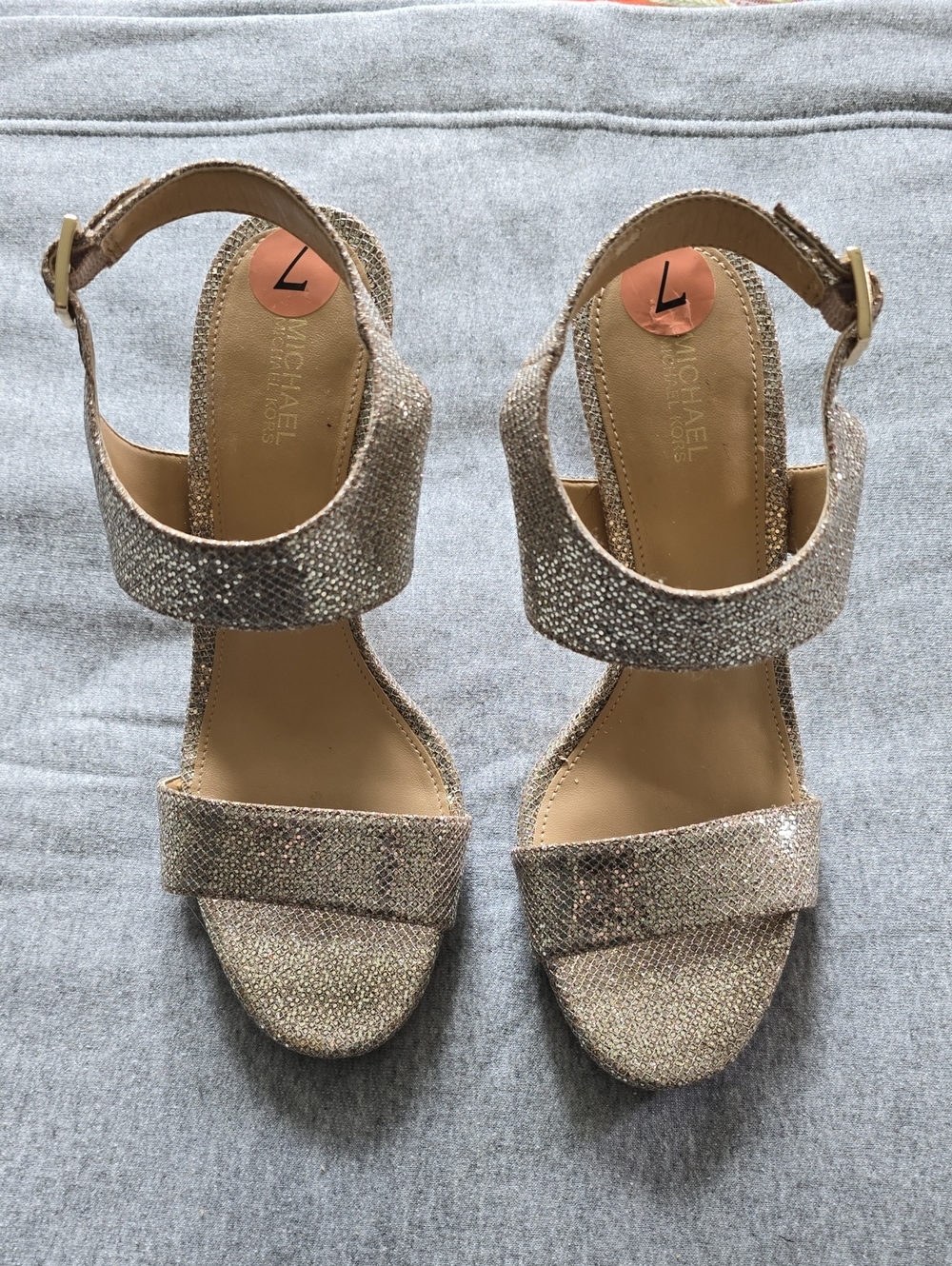 MICHAEL Michael Kors Glimmering Gold Ankle-Strap Heels